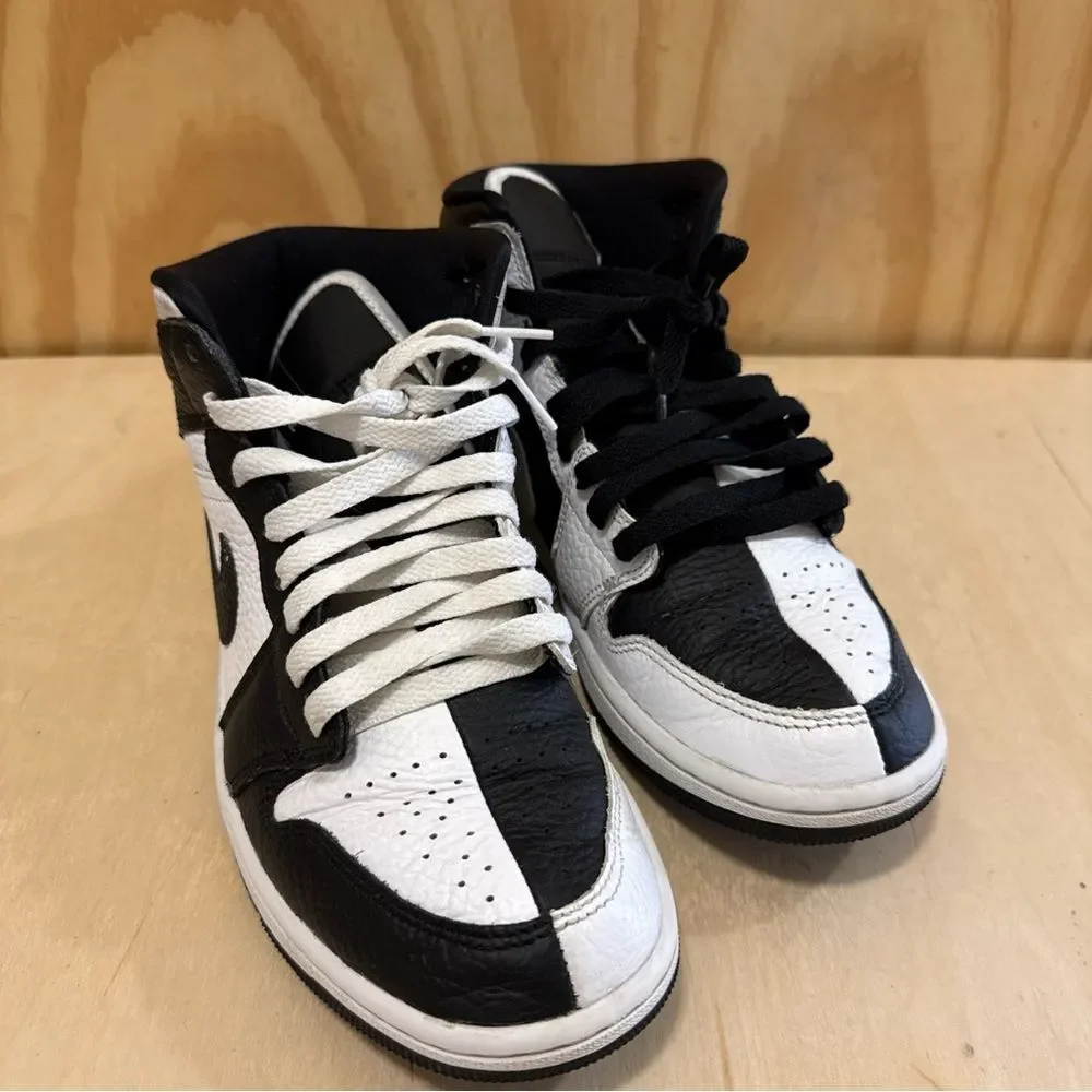 WMNS Nike Air Jordan 1 Mid SE Homage Split Size 8 White Black DR0501-101